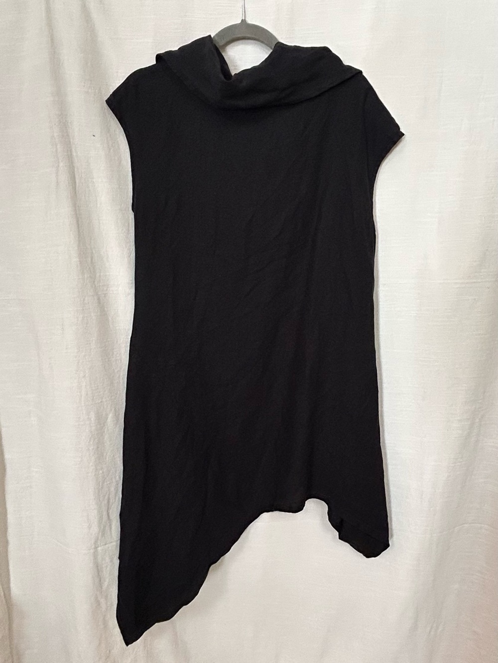 Bryn Walker 100% Linen Black Asymmetric Cowl‎ Neck Tunic Top or Mini Dress - Picture 7 of 9